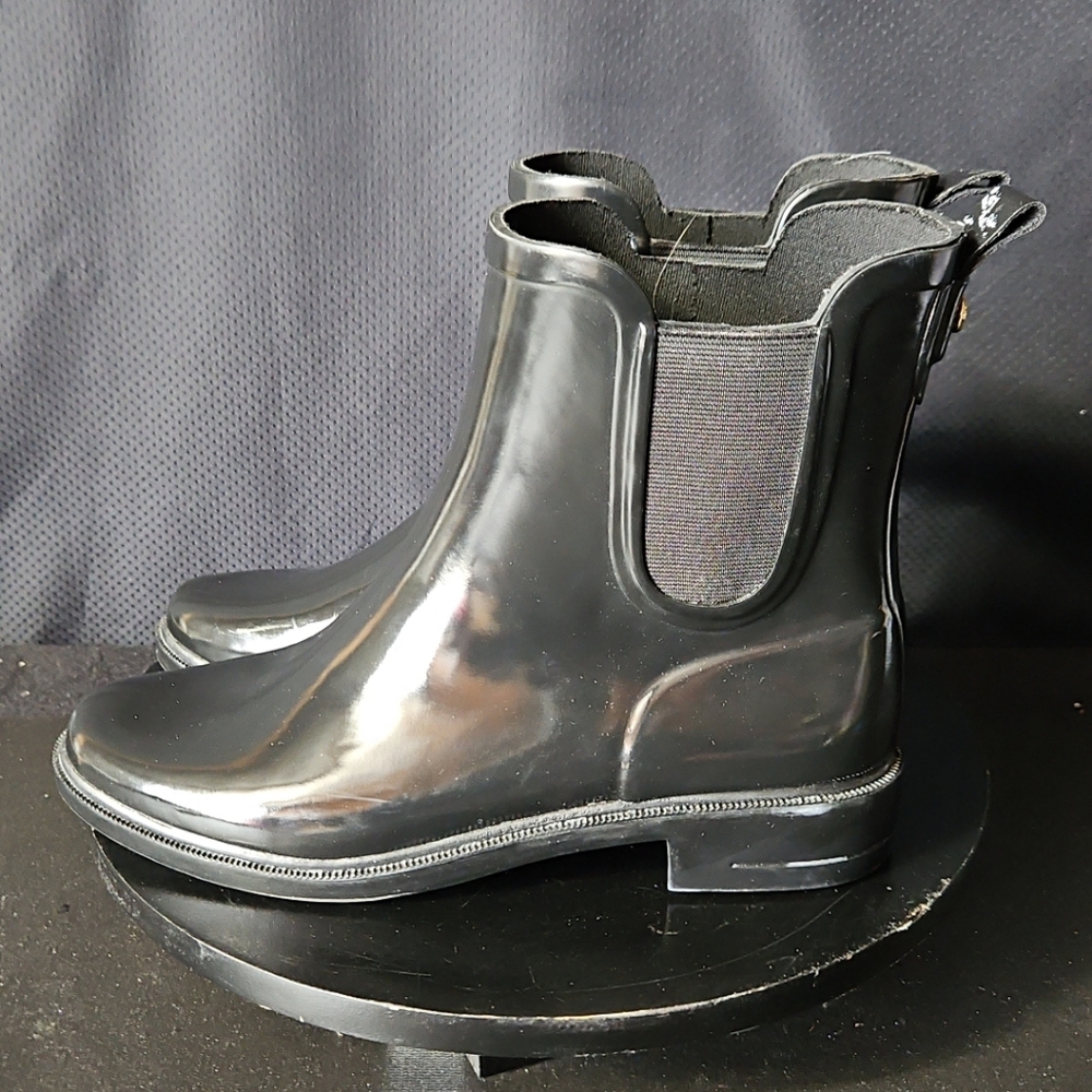 TORY BURCH Women's Foul Weather Black Rubber Rain Boots 7US Size NEW - Picture 7 of 9
